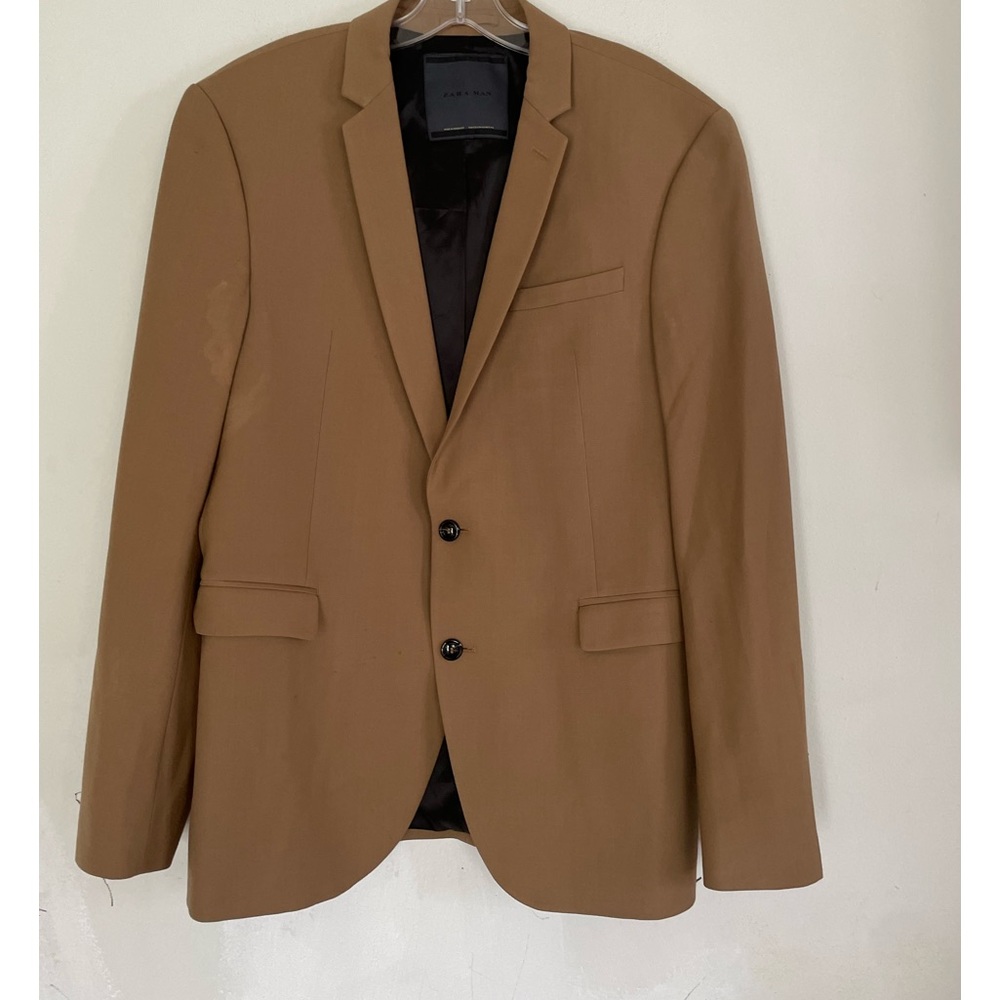 Zara Man Mens Beige Tan Blazer Jacket, Size US 42